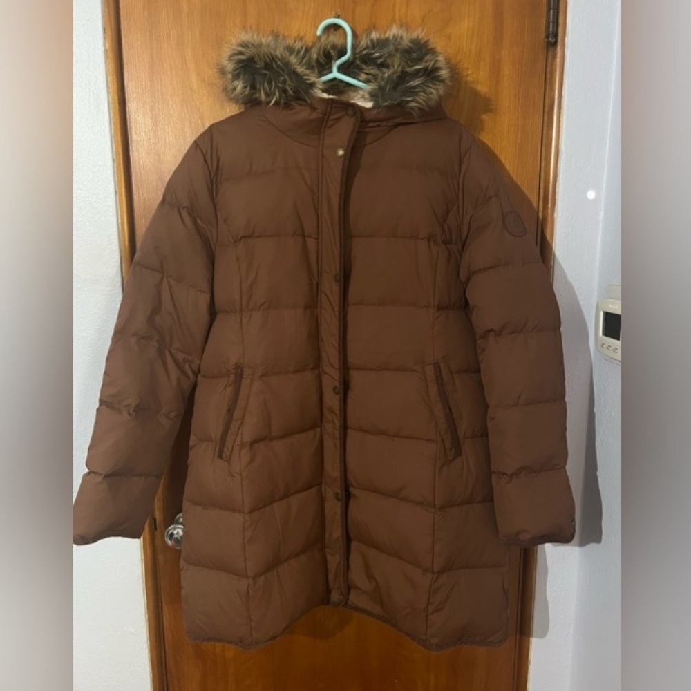 Faux fur trimmed puffer coat by Ralph Lauren